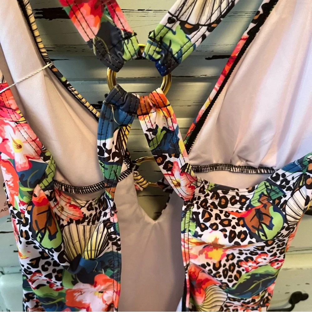 Liora Floral Strappy One-Piece Swimsuit. Size 12, new with tags.